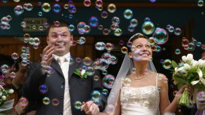 Bride & Groom in bubbles